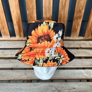 Black with Orange Sunflowers Bucket Hat